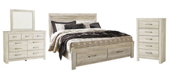 Bellaby Queen Platform Bed with 2 Storage Drawers with Mirrored Dresser and Chest - furniture place usa