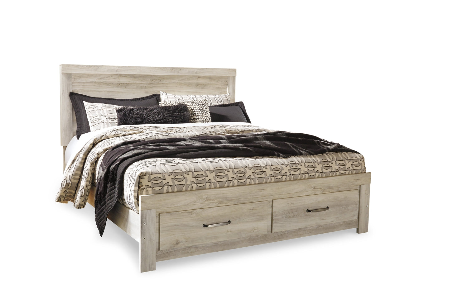 Bellaby Queen Platform Bed with 2 Storage Drawers with Mirrored Dresser, Chest and 2 Nightstands - furniture place usa