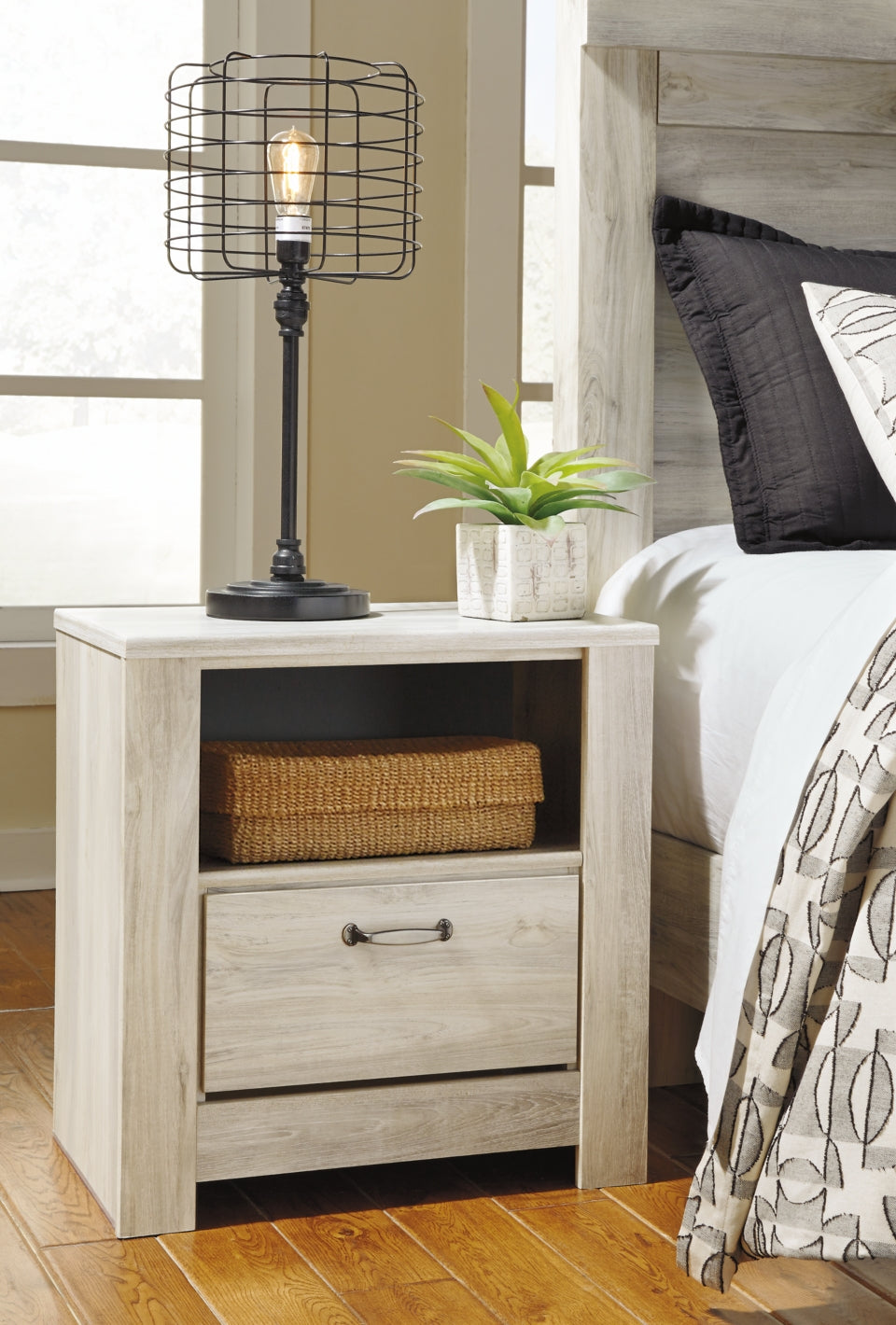 Bellaby Queen Platform Bed with 2 Storage Drawers with Mirrored Dresser and 2 Nightstands - furniture place usa
