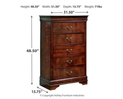 Alisdair Queen Sleigh Bed, Dresser, Mirror, Chest and Nightstand - furniture place usa
