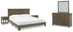 Shamryn King Panel Bed with Mirrored Dresser and 2 Nightstands - furniture place usa