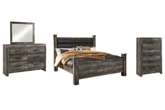 Wynnlow King Poster Bed with Mirrored Dresser and Chest - furniture place usa