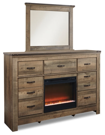 Trinell Twin Bookcase Bed with 2 Storage Drawers with Mirrored Dresser - PKG000032 - furniture place usa