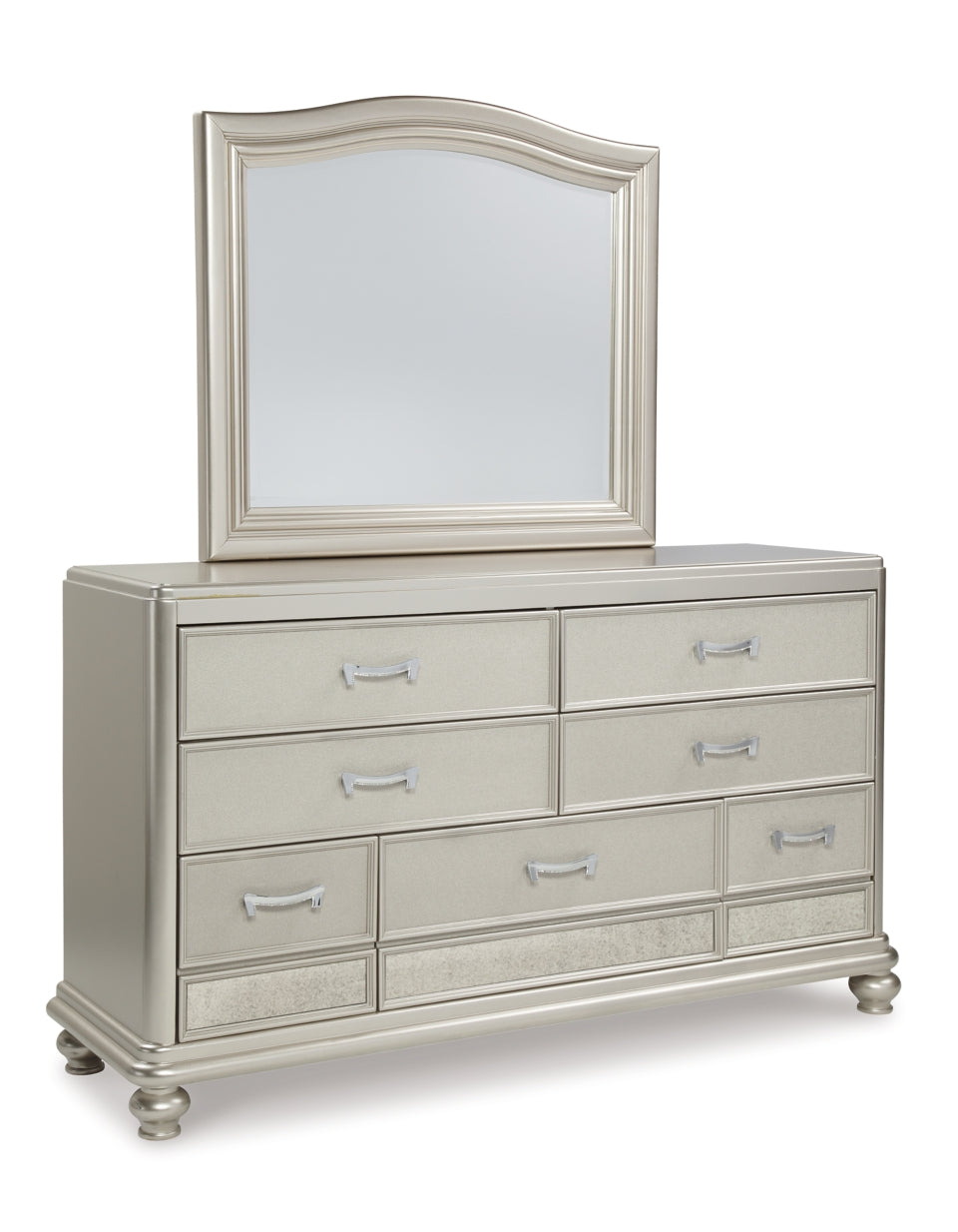Coralayne California King Upholstered Bed with Mirrored Dresser and Chest - PKG010744 - furniture place usa