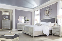 Coralayne Queen Upholstered Sleigh Bed with Mirrored Dresser, Chest and 2 Nightstands - PKG007815 - furniture place usa