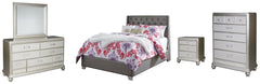 Coralayne Full Upholstered Bed with Mirrored Dresser, Chest and Nightstand - PKG007803 - furniture place usa