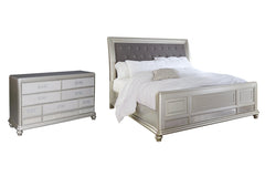 Coralayne California King Upholstered Sleigh Bed with Dresser - furniture place usa