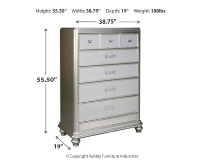 Coralayne Queen Upholstered Sleigh Bed with Mirrored Dresser and Chest - PKG007818 - furniture place usa