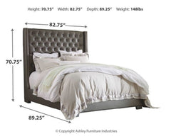 Coralayne King Upholstered Bed with Mirrored Dresser, Chest and 2 Nightstands - PKG007787 - furniture place usa