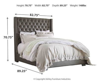 Coralayne King Upholstered Bed with Mirrored Dresser, Chest and Nightstand - PKG007786 - furniture place usa