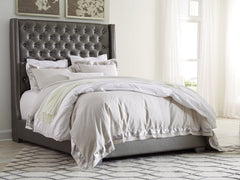 Coralayne King Upholstered Bed with Mirrored Dresser, Chest and Nightstand - PKG007786 - furniture place usa