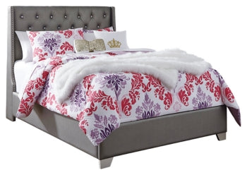 Coralayne Full Upholstered Bed with Mirrored Dresser, Chest and 2 Nightstands - PKG007810 - furniture place usa
