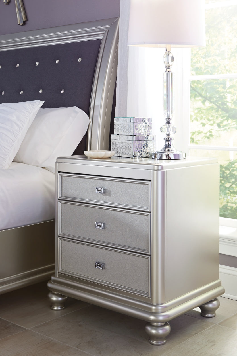 Coralayne King Upholstered Bed with Mirrored Dresser, Chest and Nightstand - PKG007786 - furniture place usa