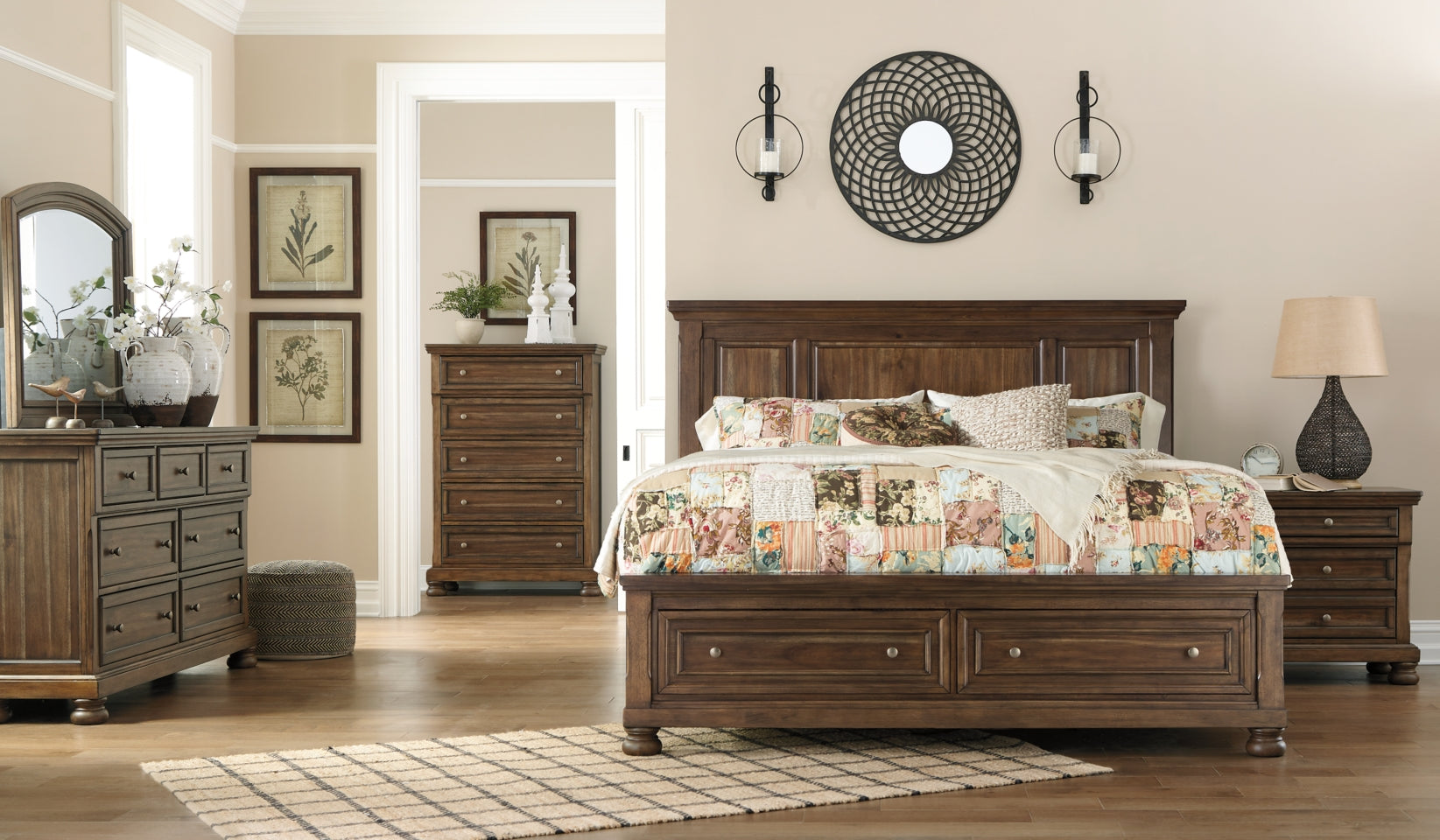 Flynnter Queen Panel Bed with 2 Storage Drawers - furniture place usa