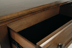 Flynnter California King Panel Bed with 2 Storage Drawers with Mirrored Dresser, Chest and Nightstand - furniture place usa