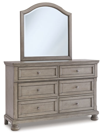 Lettner Twin Sleigh Bed with Mirrored Dresser and 2 Nightstands - furniture place usa