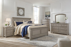 Lettner King Panel Bed with Mirrored Dresser and 2 Nightstands - furniture place usa
