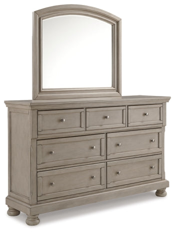 Lettner King Panel Bed with Mirrored Dresser and 2 Nightstands - furniture place usa