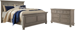 Lettner California King Panel Bed with Dresser - furniture place usa