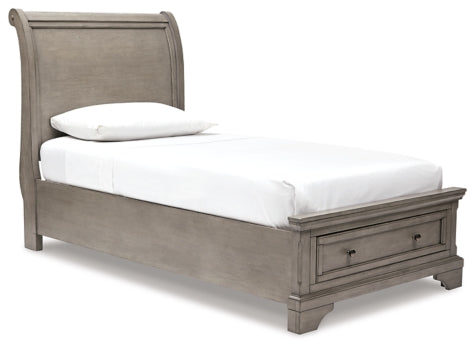 Lettner Twin Sleigh Bed with Mirrored Dresser and 2 Nightstands - furniture place usa
