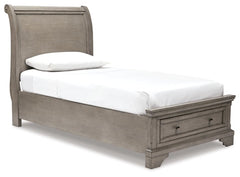 Lettner Twin Sleigh Bed with Mirrored Dresser and 2 Nightstands - furniture place usa