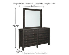 Baylow Queen Panel Bed with 4 Storage Drawers with Mirrored Dresser, Chest and 2 Nightstands - furniture place usa