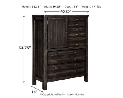 Baylow Queen Panel Bed with 4 Storage Drawers with Mirrored Dresser and Chest - furniture place usa