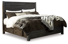 Baylow Queen Panel Bed with 4 Storage Drawers with Mirrored Dresser and 2 Nightstands - furniture place usa
