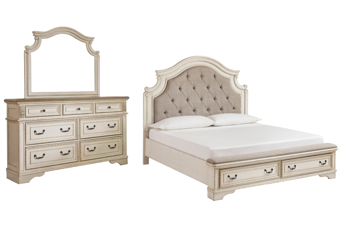 Realyn Queen Upholstered Bed with Mirrored Dresser - furniture place usa