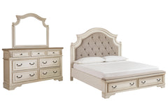 Realyn Queen Upholstered Bed with Mirrored Dresser - furniture place usa