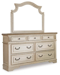 Realyn California King Upholstered Panel Bed with Mirrored Dresser and 2 Nightstands - furniture place usa