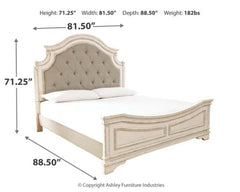 Realyn Queen Upholstered Panel Bed with Mirrored Dresser - furniture place usa