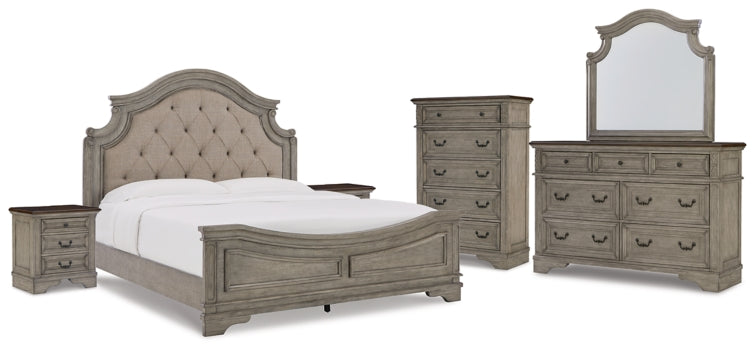 Lodenbay California King Panel Bed with Mirrored Dresser, Chest and 2 Nightstands - furniture place usa