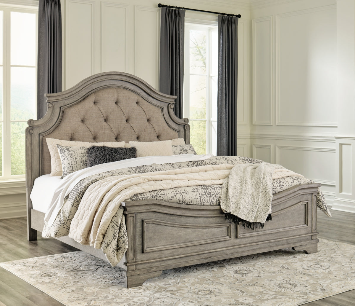 Lodenbay California King Panel Bed with Mirrored Dresser, Chest and 2 Nightstands - furniture place usa