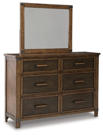 Wyattfield Queen Panel Bed with Storage with Mirrored Dresser, Chest and 2 Nightstands - furniture place usa