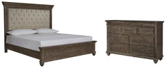 Johnelle Queen Upholstered Panel Bed with Dresser - furniture place usa