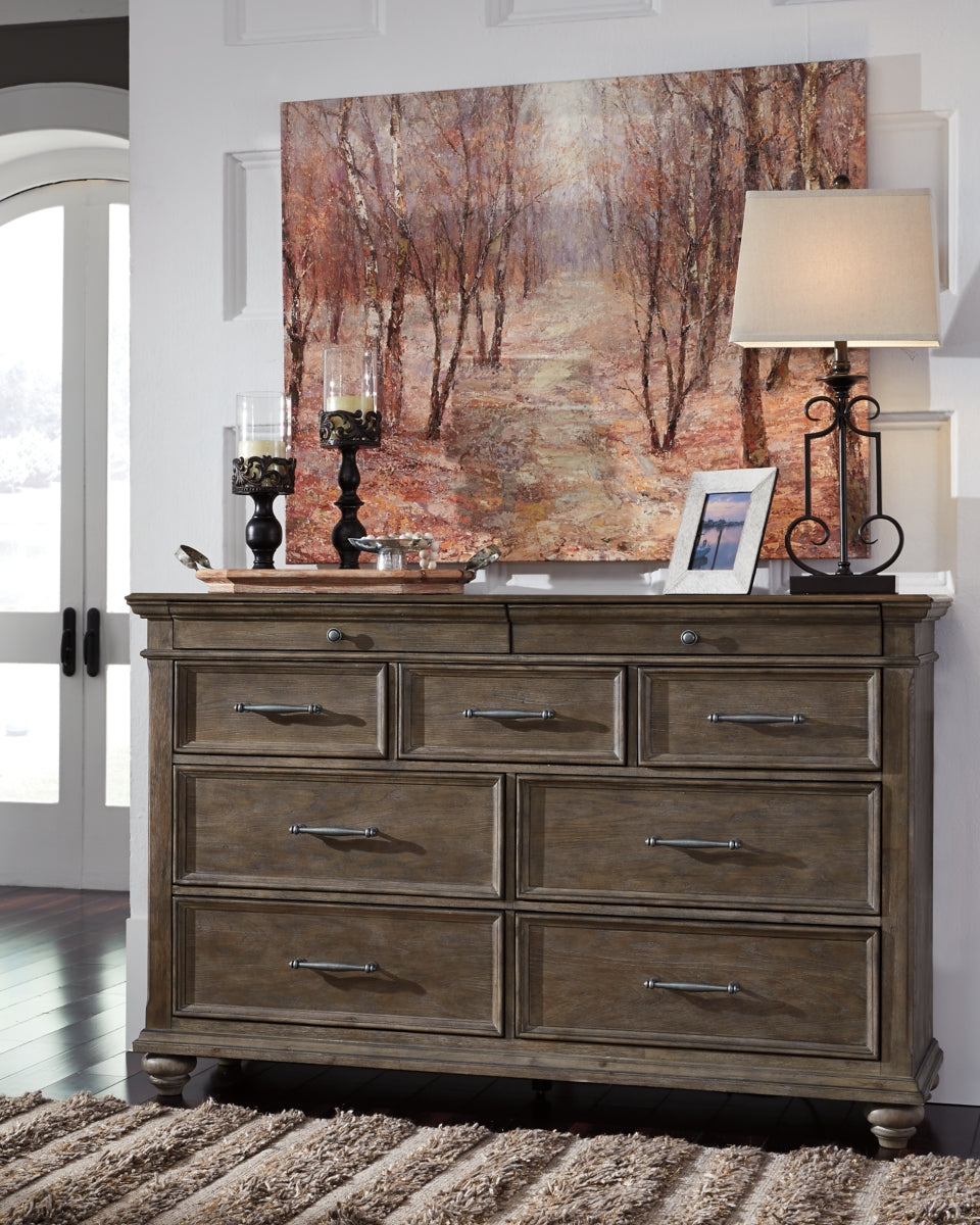 Johnelle Queen Upholstered Panel Bed with Dresser - furniture place usa