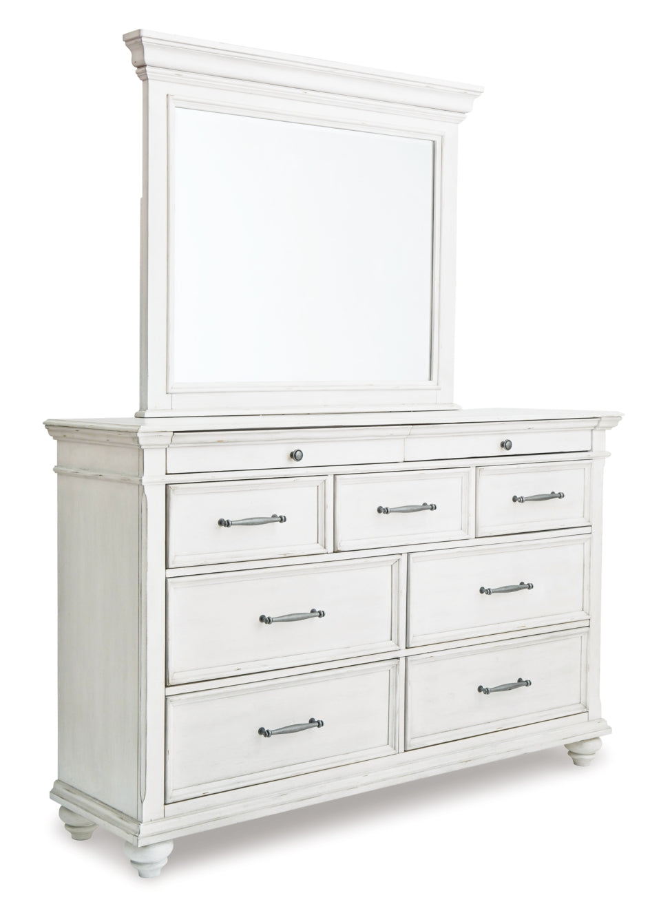 Kanwyn King Panel Bed with Storage with Mirrored Dresser - furniture place usa