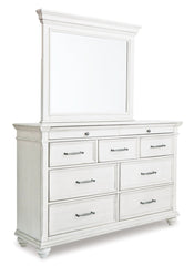 Kanwyn King Panel Bed with Storage with Mirrored Dresser - furniture place usa