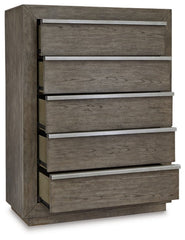 Anibecca Queen Upholstered Panel Bed with Mirrored Dresser, Chest and 2 Nightstands - furniture place usa