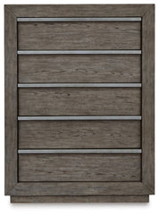 Anibecca Queen Upholstered Panel Bed with Mirrored Dresser, Chest and 2 Nightstands - furniture place usa