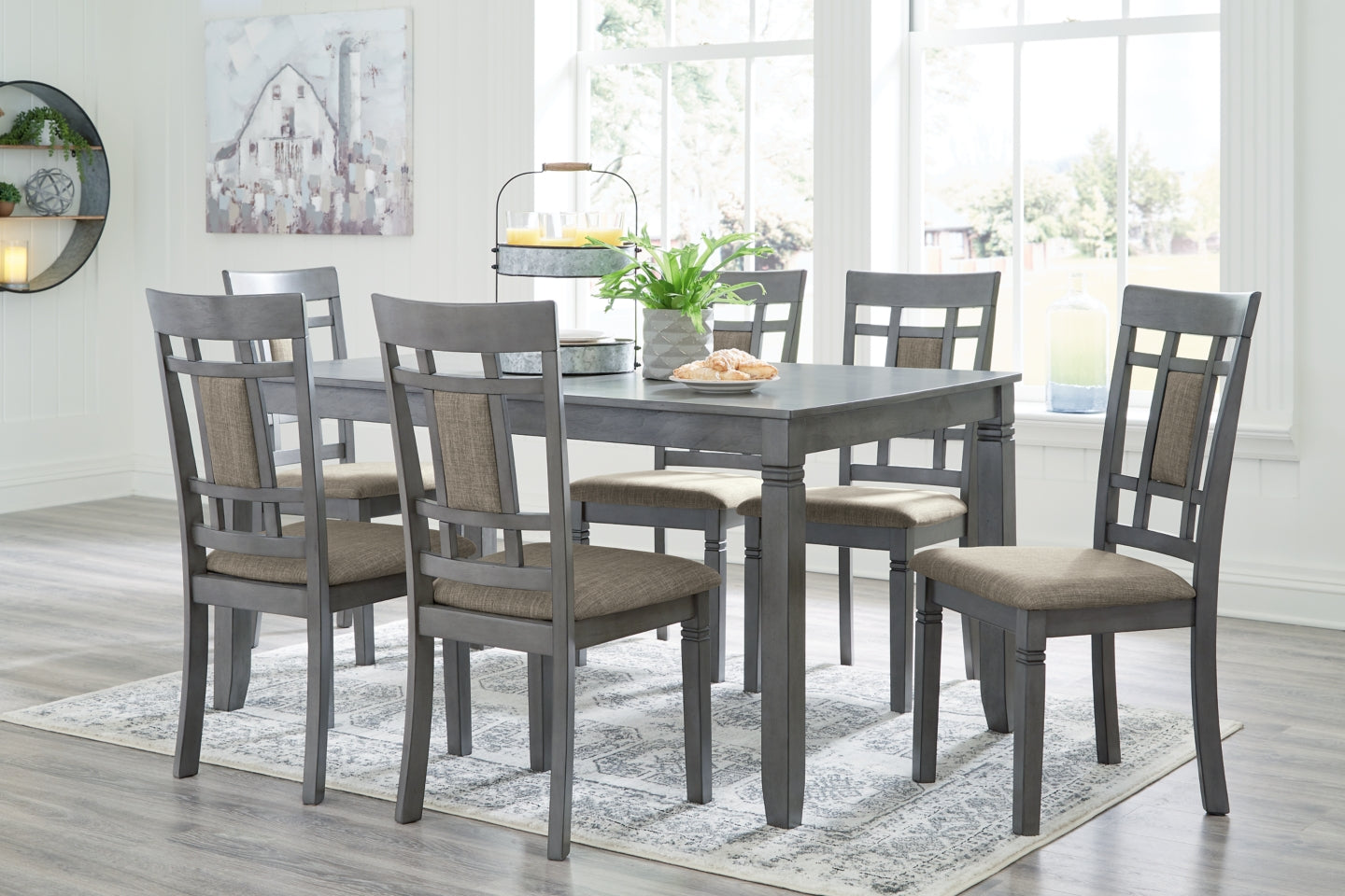 Jayemyer Dining Table and Chairs (Set of 7) - furniture place usa