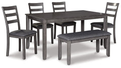 Bridson Dining Table and Chairs with Bench (Set of 6) - furniture place usa