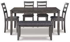 Bridson Dining Table and Chairs with Bench (Set of 6) - furniture place usa