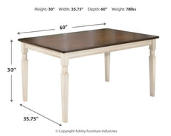 Whitesburg Dining Table and 4 Chairs and Bench - furniture place usa