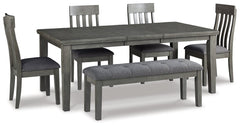 Hallanden Dining Table and 4 Chairs and Bench - furniture place usa