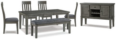 Hallanden Dining Table and 4 Chairs and Bench with Storage - furniture place usa