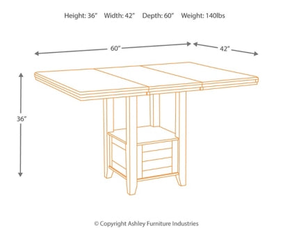 Haddigan Counter Height Dining Extension Table - furniture place usa
