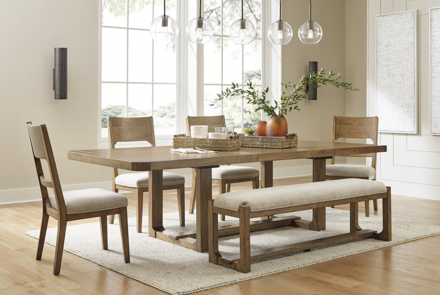 Cabalynn Dining Table and 4 Chairs and Bench - furniture place usa