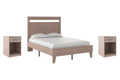 Flannia Full Panel Platform Bed with 2 Nightstands - furniture place usa